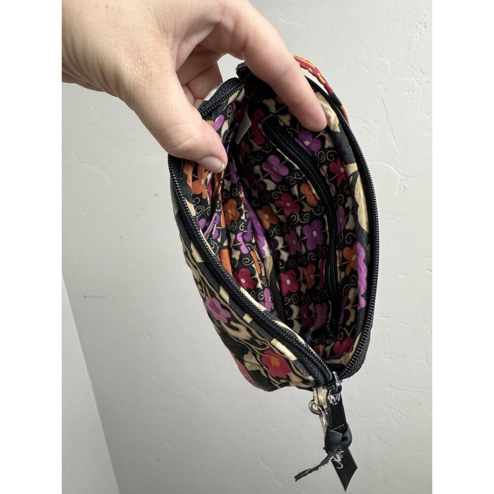 Vera Bradley Small Handbag Suzani Black Floral Mini - Picture 3 of 9
